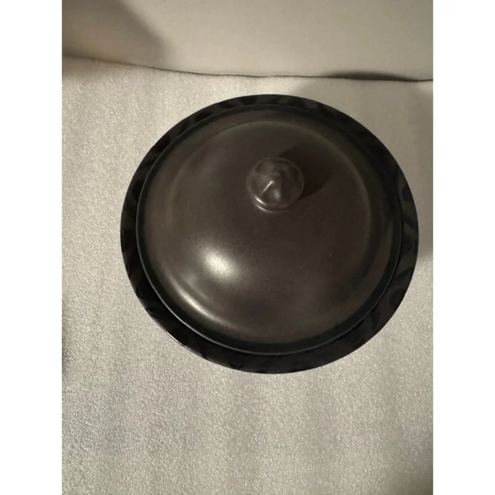Pfaltzgraff Vintage Black Geometric Casserole Dish with Lid Made in USA